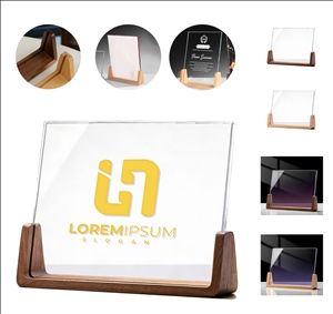 Custom Mirror Award Plaque With Wood Base